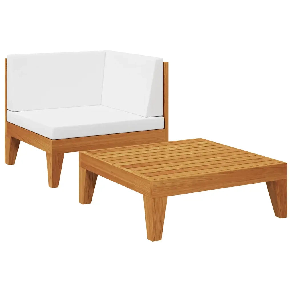 Set Divani da Giardino 2 pz con Cuscini in Massello d'Acacia