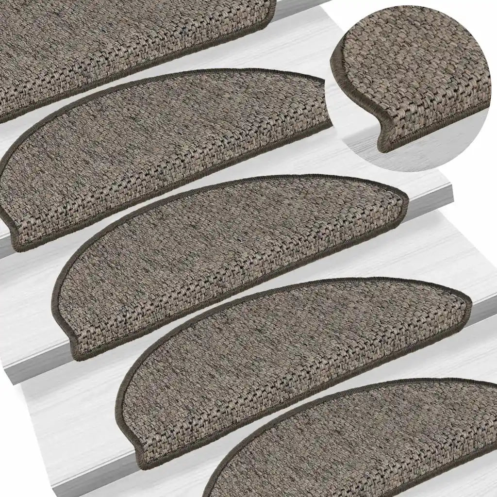 Tappeti Adesivi per Scale Sisal 15pz 65x21x4cm Grigio e Beige 326872
