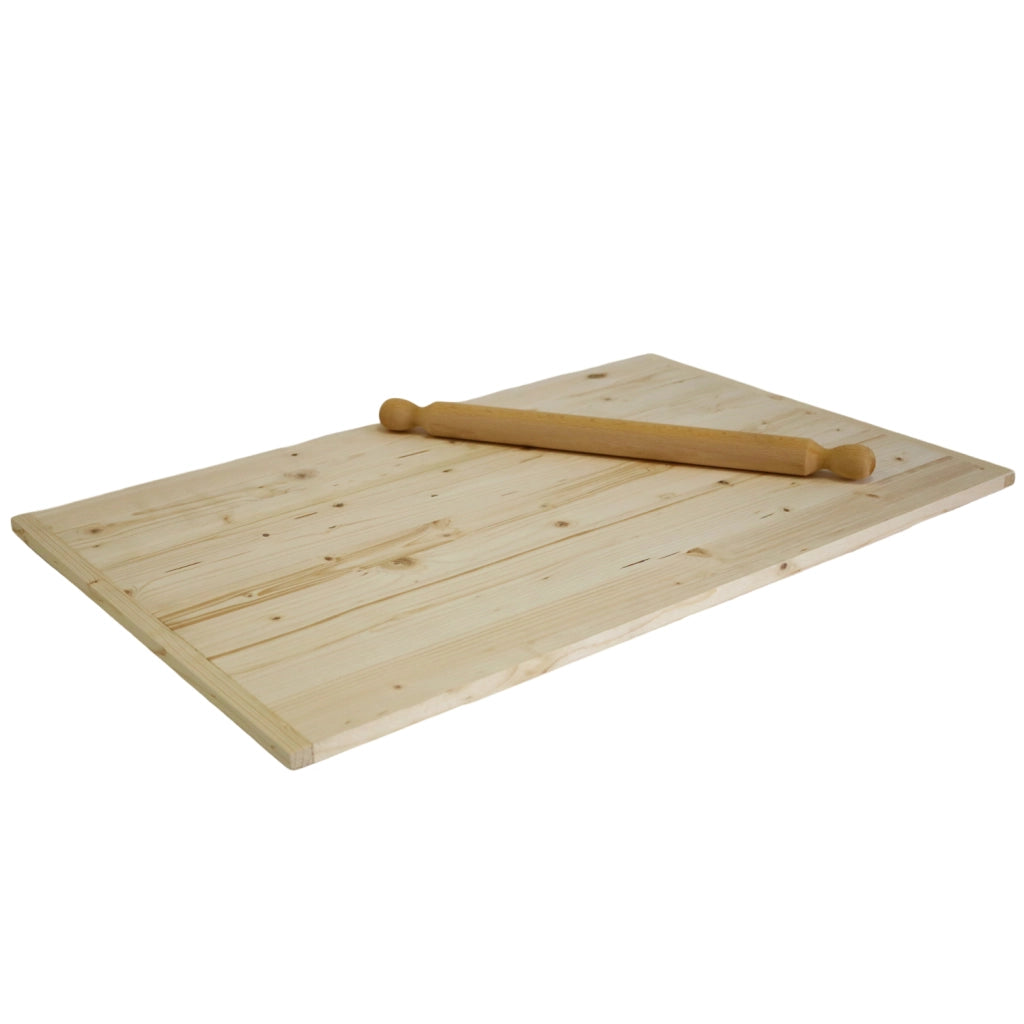Spianatoia in Legno di Betulla Naturale Asse per Pasta Impastare e Stendere, Taglier SPIANATOIA CON MATTARELLO  65X40 cm