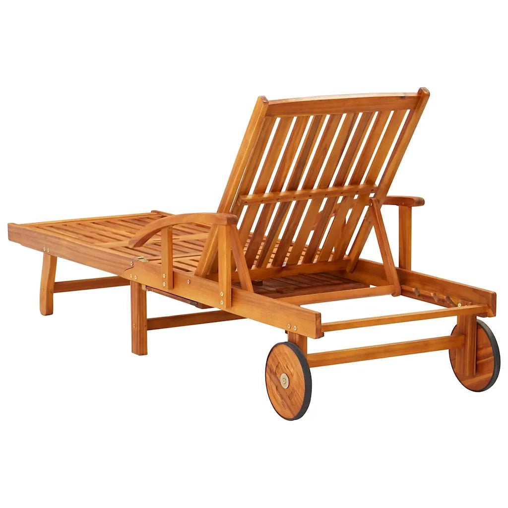 Sdraio 2 pz con Cuscini in Legno Massello di Acacia 3077330