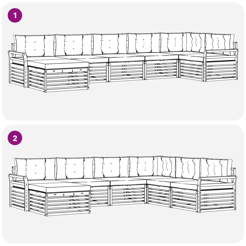 Set di divani da esterno 7 pz Bianco e Beige 3390848