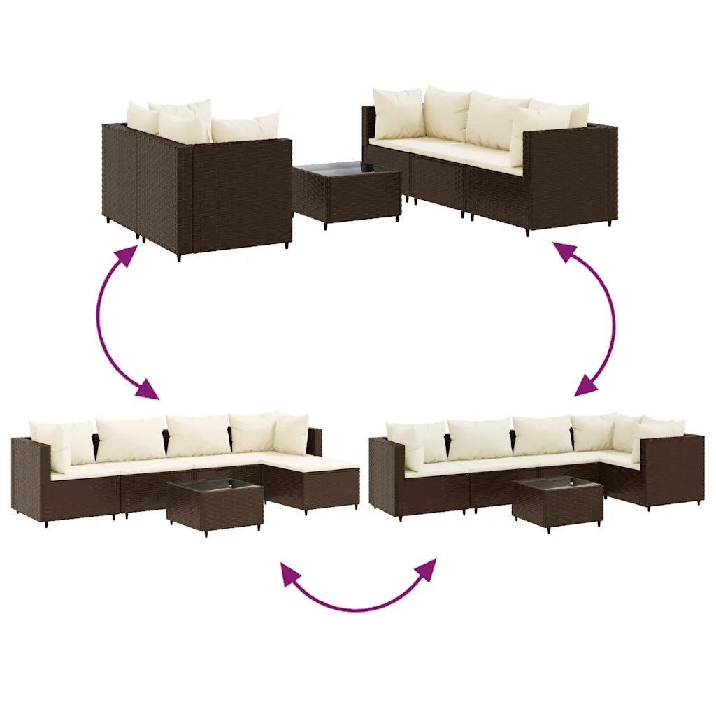Set Mobili da Giardino 6pz con Cuscini in Polyrattan Marrone 3308161