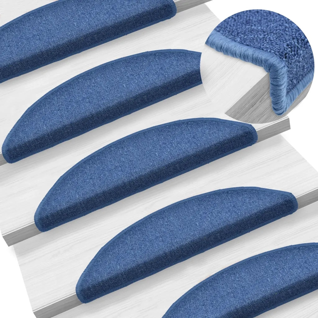 Tappetini per scale 10 pz | Gradini per Scale 56x17x3 cm blu semicircolari