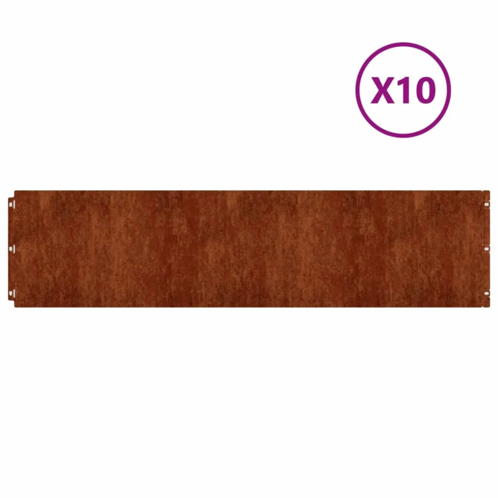 Bordure per Prato 10 pz 25x103 cm Flessibili in Acciaio Corten 821896