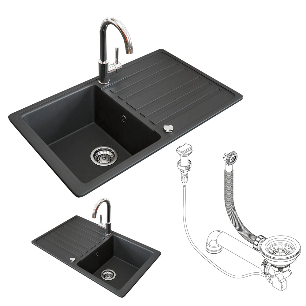 Bergström Lavello Nero 76.5 x 46 cm con asciugatura