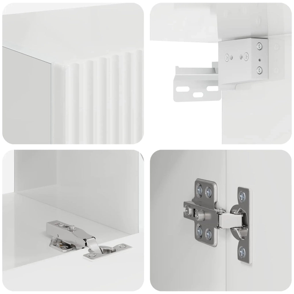 Set mobile TV 8 pcs Bianco Lucido Legno multistrato 3409136