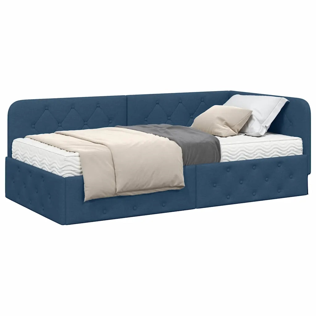 Cornice del letto ad angolo Blu 100 x 200 cm Tessuto 3394060