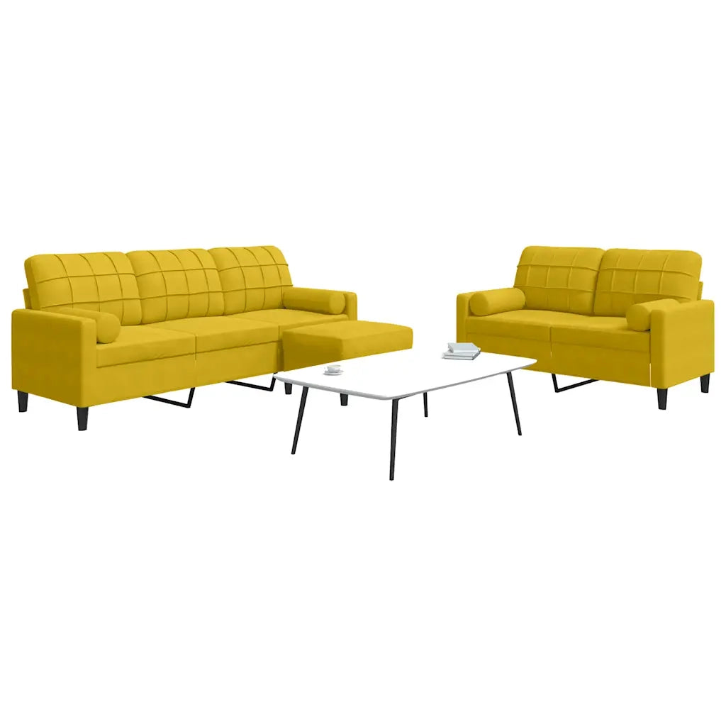 Set di Divani 3 pz con Cuscini e Rinforzi Giallo in Velluto 3278427