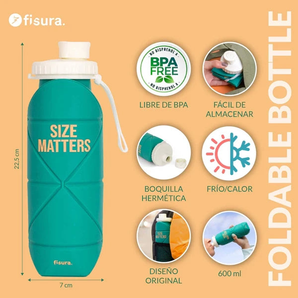 Bottiglia pieghevole con scritta "Size matters"
