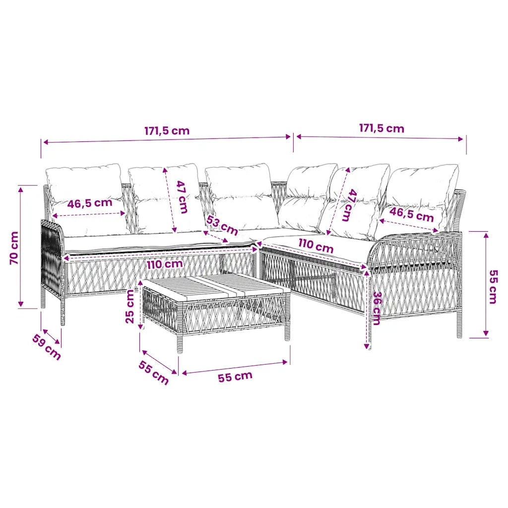 Set Divano da Giardino 2 pz con Cuscini Grigio in Polyrattan 368734