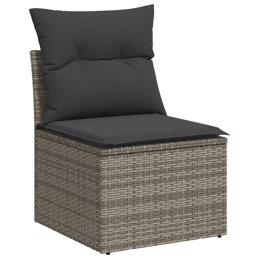 Divano Giardino Senza Braccioli con Cuscini-Sofa da giardino Grigio Polyrattan 313732