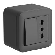 CONTENITORE 'FIXA' deviatore 10A presa bipasso - col.nero - ELECTRALINE