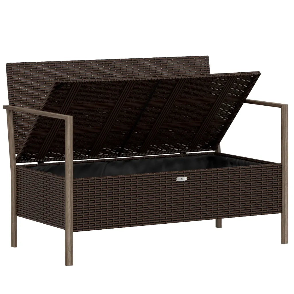 Panca da Giardino a 2 Posti con Cuscini in Polyrattan Marrone 364113