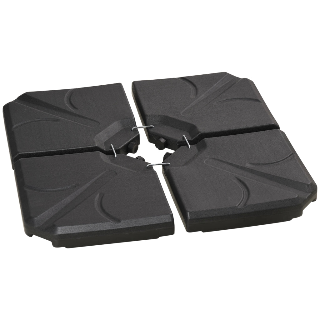 Easycomfort Base per Ombrellone in HDPE da 4 Pezzi, Riempibili con Acqua e Sabbia max 18kg, 103x103x8.3 cm, Nero