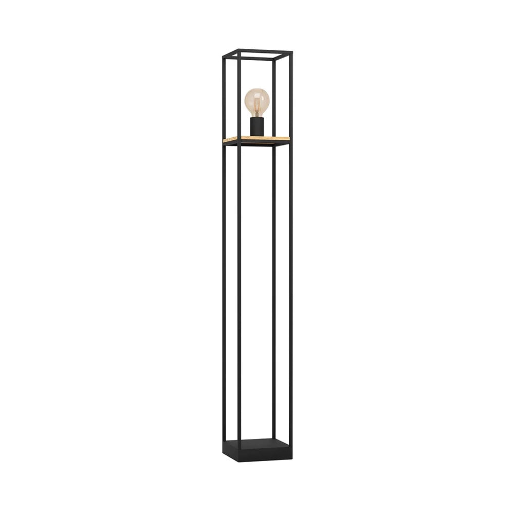 Piantana Industrial Libertad 1 Luce Metallo Nero E Marrone