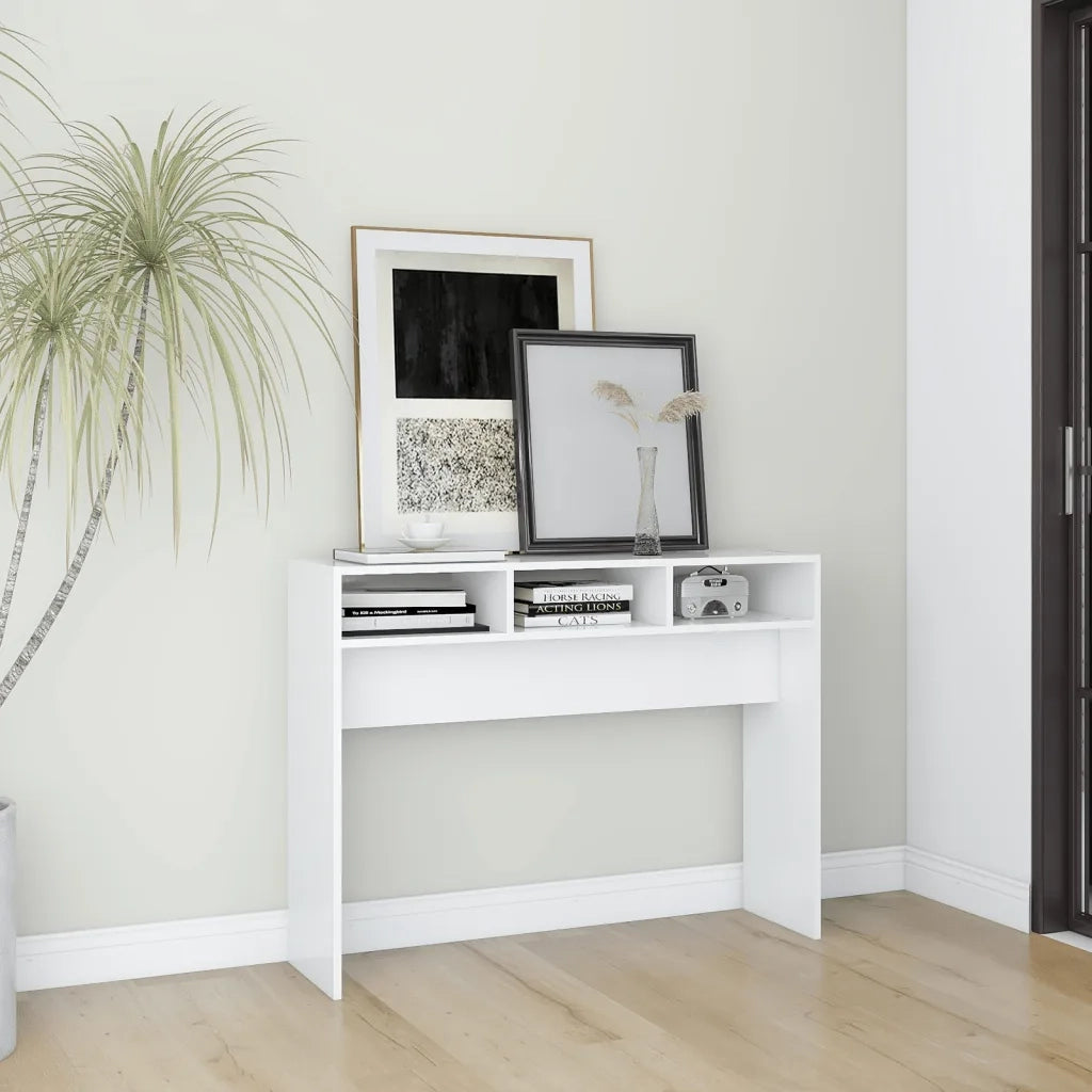 Tavolino Consolle Bianco 105x30x80 cm in Legno Multistrato 808305