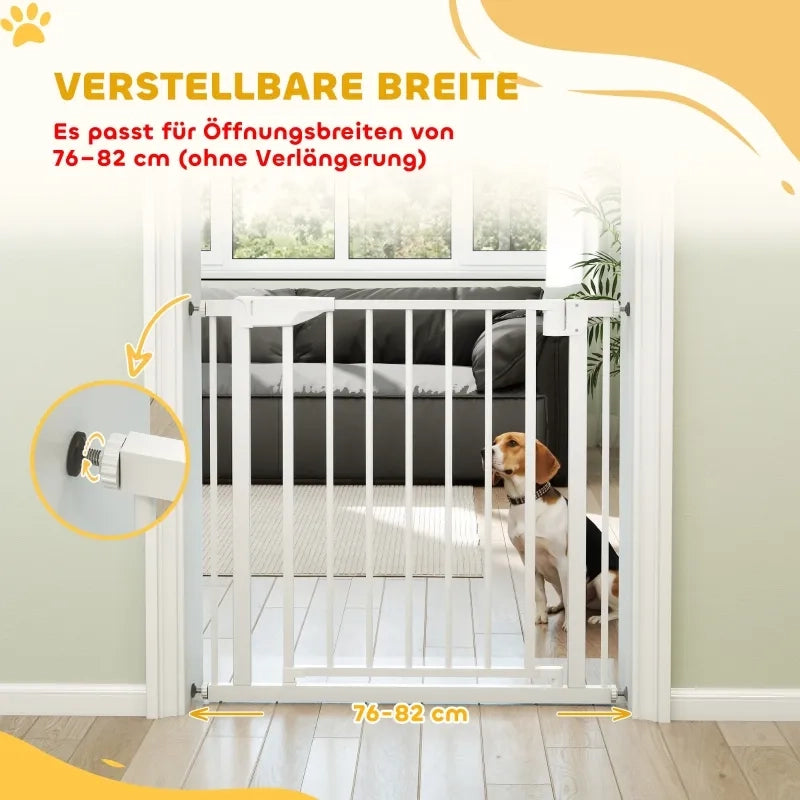 Cancello di sicurezza per bambini e scale, senza forare, con chiusura automatica, 76-82 x 76 cm, bianco
