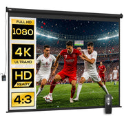 Schermo per Proiettore 120" Formato 4:3 Regolabile con Telecomando, 244x183cm, Nero