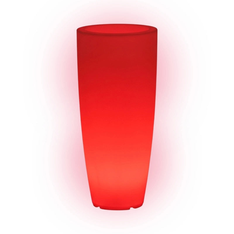 Vaso luminoso alto moderno di design Ø40 H90 in polimero resistente con LED rosso per interno ed esterno - Made in Italy - Monacis