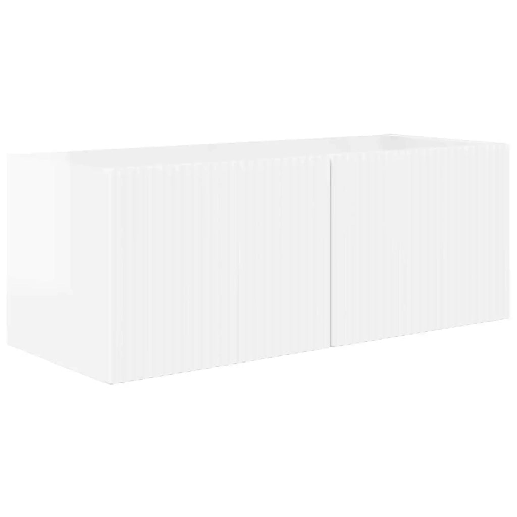 Set di Mobiletto da TV a Parete 4 pcs Bianco Lucido 3408938