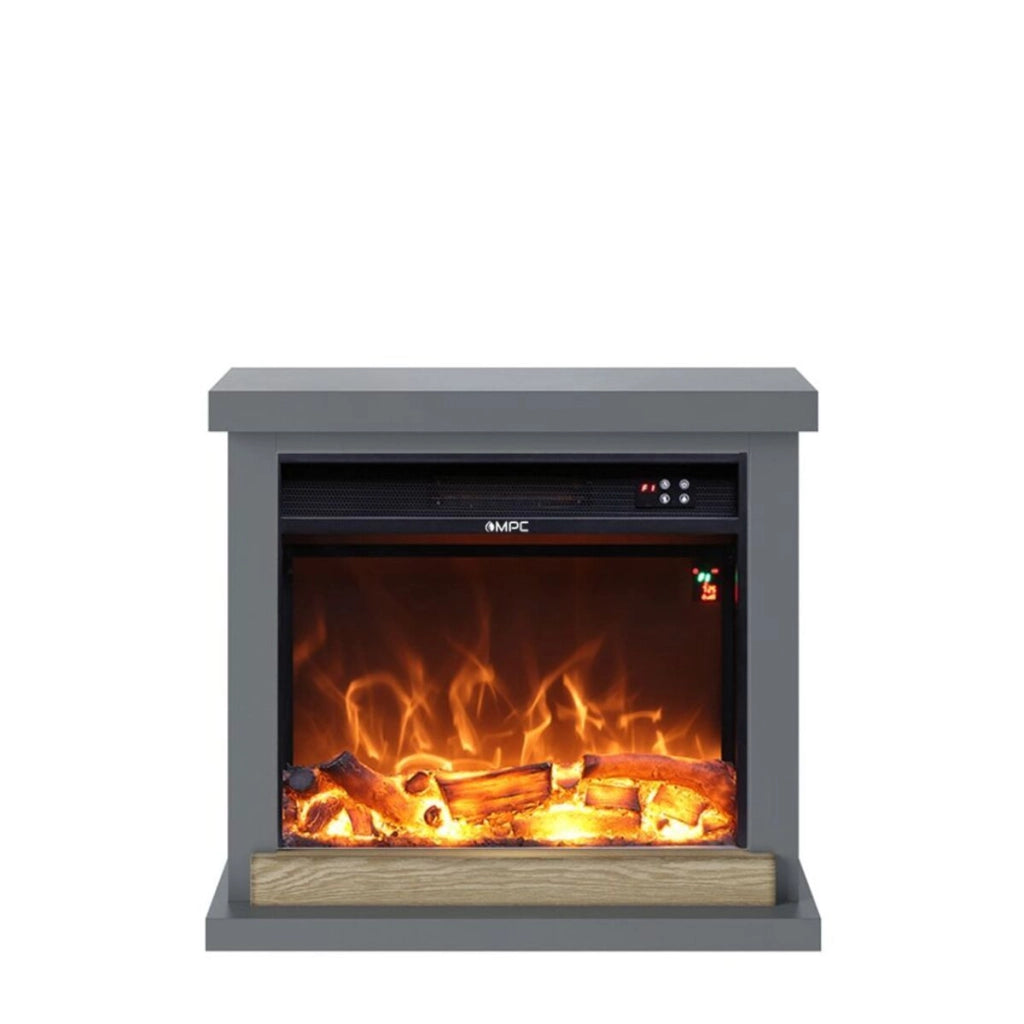 Camino Elettrico da Pavimento 75x67,8x24,5 cm Effetto Fiamma 1500W Sined Sorano Grigio Scuro