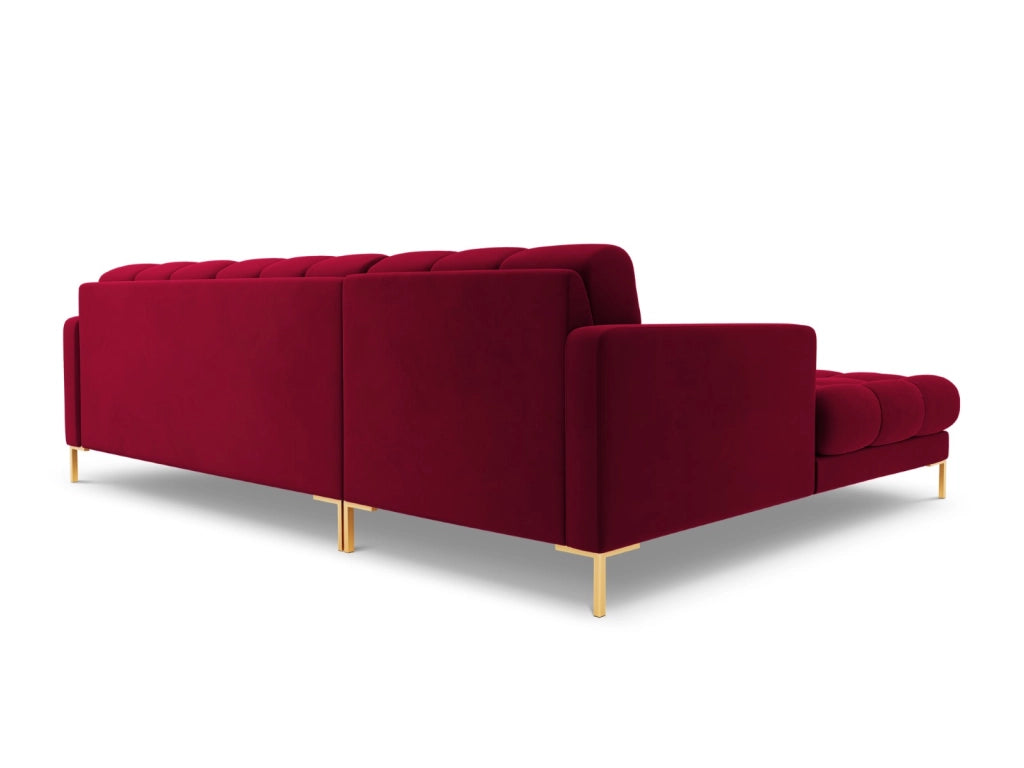 Cosmopolitan Design - Divano angolare sinistro "Bali" 5 posti in velluto rosso 