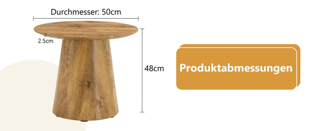 TAVOLINO ROTONDO 50 cm Effetto legno MDF
