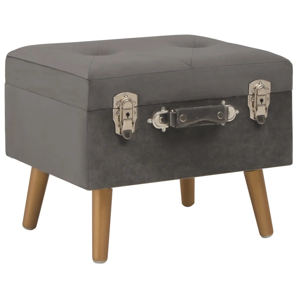 Sgabelli con Contenitore 3 pz in Velluto Grigio 329256