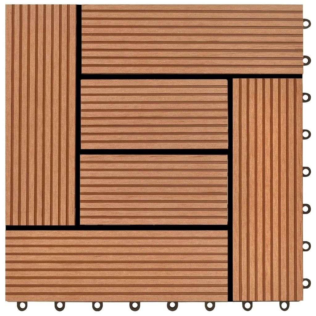 Piastrella per Decking 11 pz Marrone 30 x 30 cm WPC CFW9909107