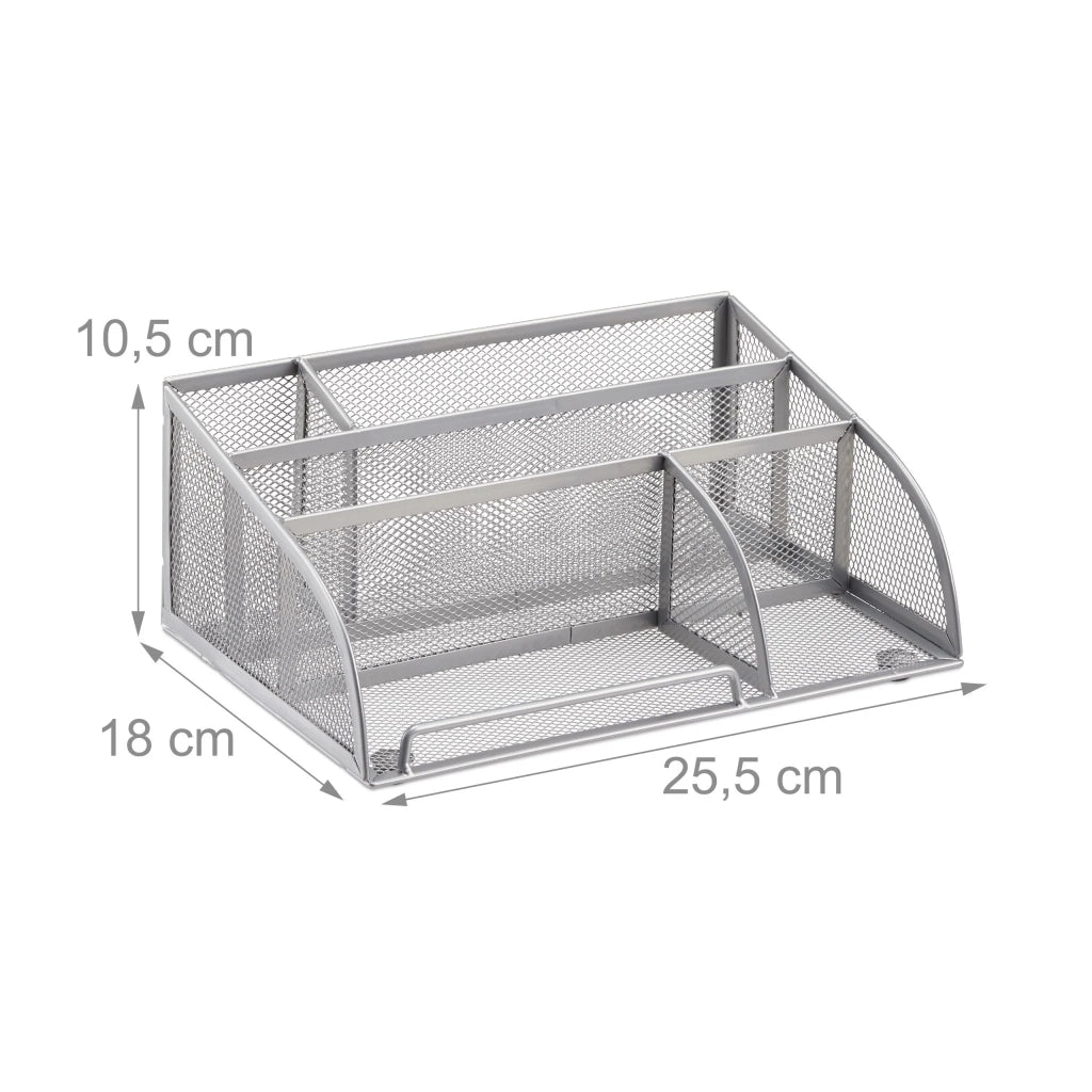 Organiser da scrivania in rete metallica 10,5 x 25,5 x 18 cm design elegante pratica custodia in metallo nero 13_0006790