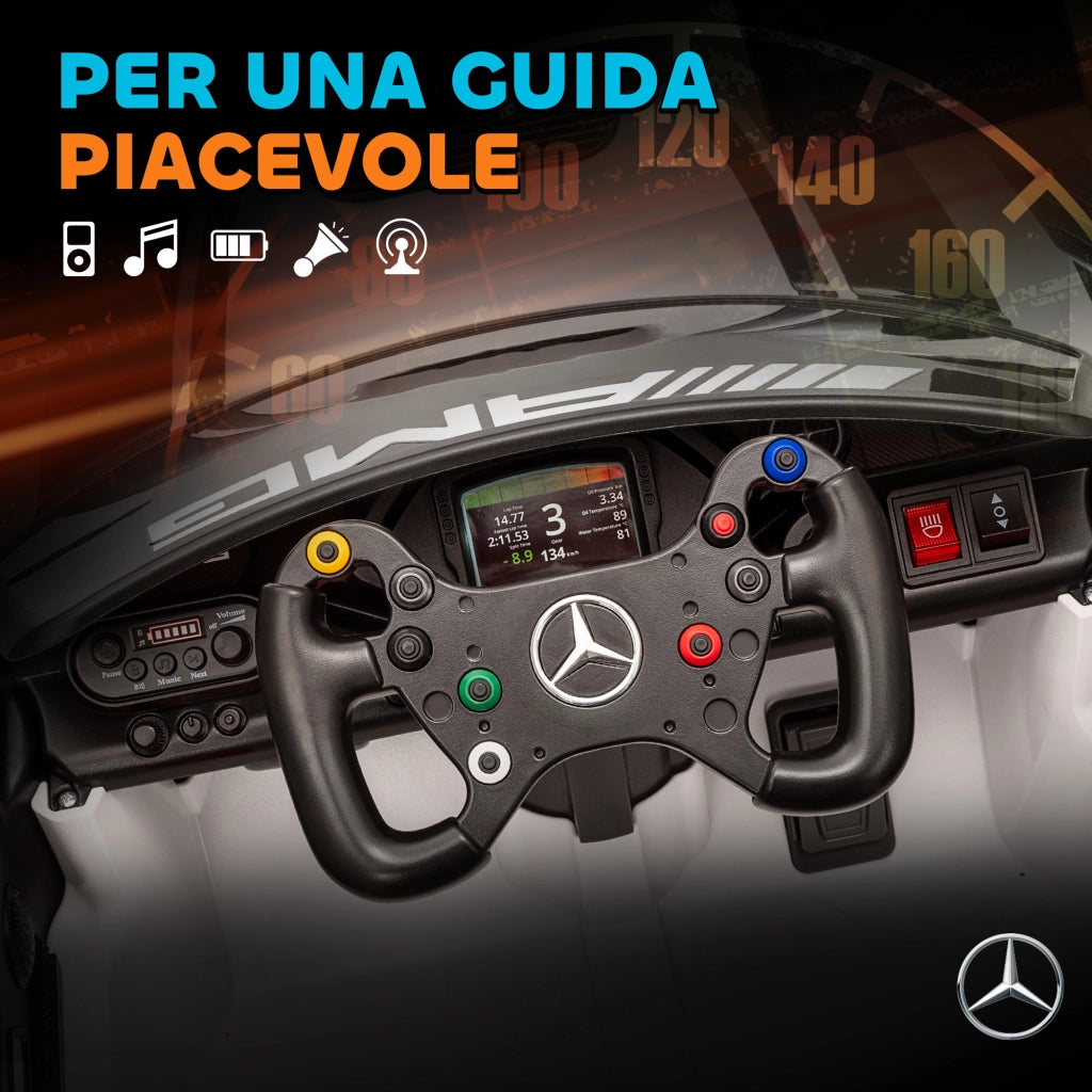 Auto Elettrica Bambini 3-8 Anni ¨C Minimal ¨C Bianco con Luci LED e Telecomando