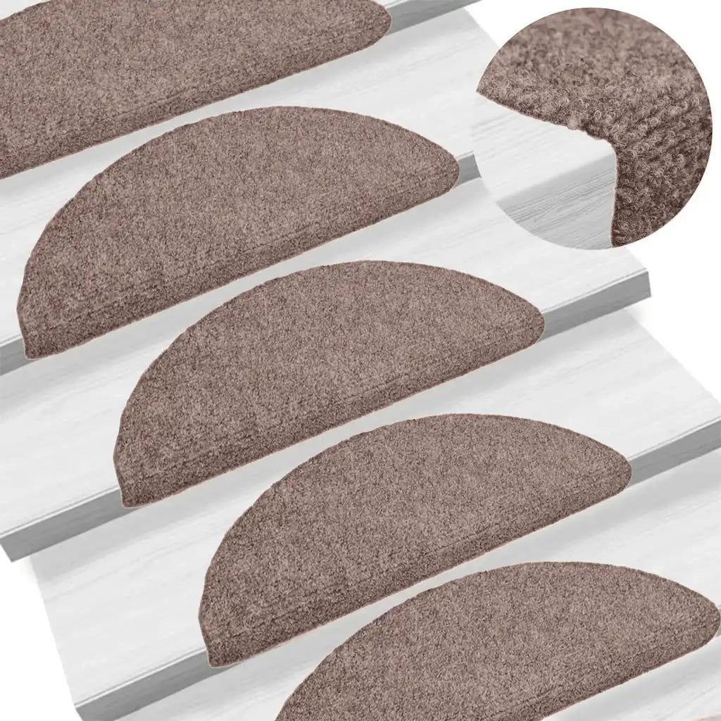 Tappetini per scale autoadesivi 15 pz 65x21x4 cm Marrone Chiaro semicircolari grandi 132696