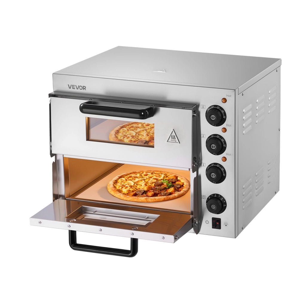 FY-1EP-2 Forno per pizza elettrico a doppio strato da 14" in acciaio inox con pietra, compatto e multifunzionale per uso professionale