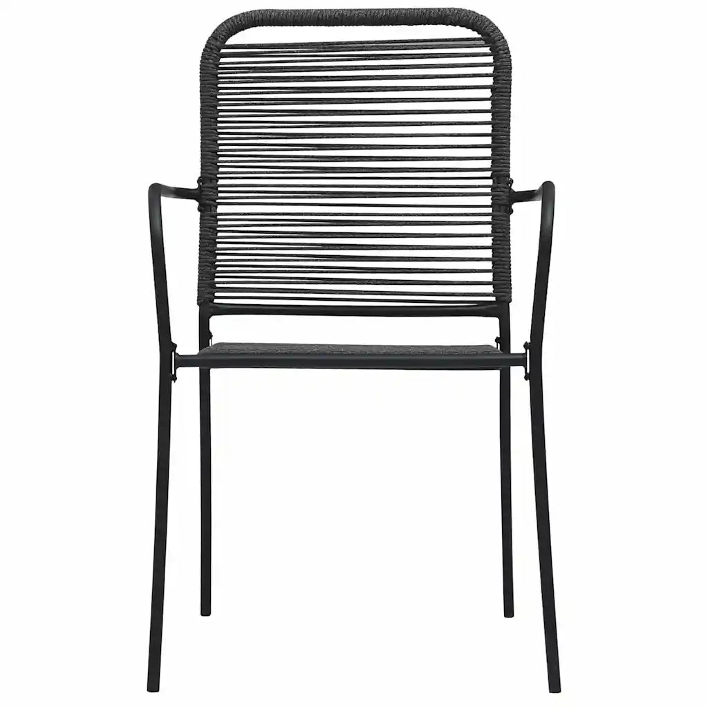 Set da Pranzo da Esterni 3 pz in Corda di Cotone e Acciaio Nero 3058277