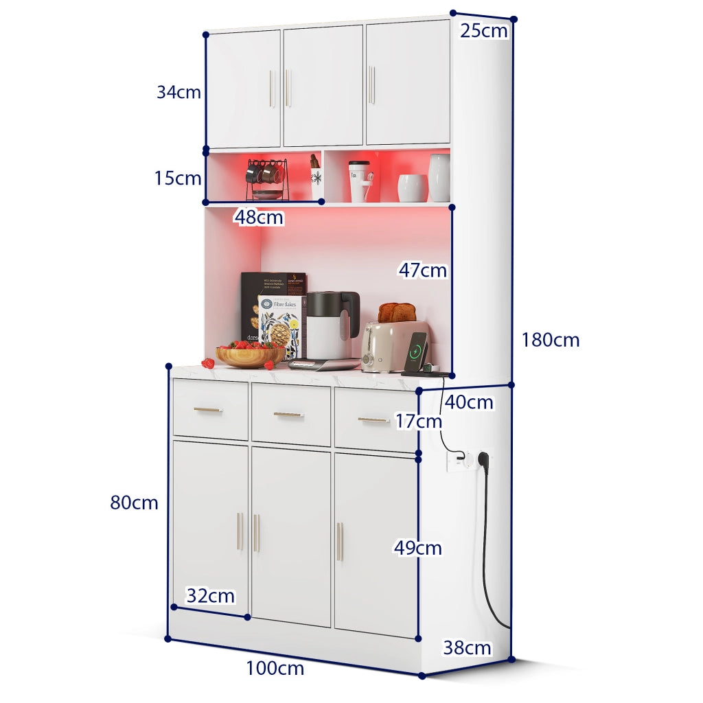 Credenza Multimediale con LED e Cassetti ¨C Xylo ¨C 100x40x180cm