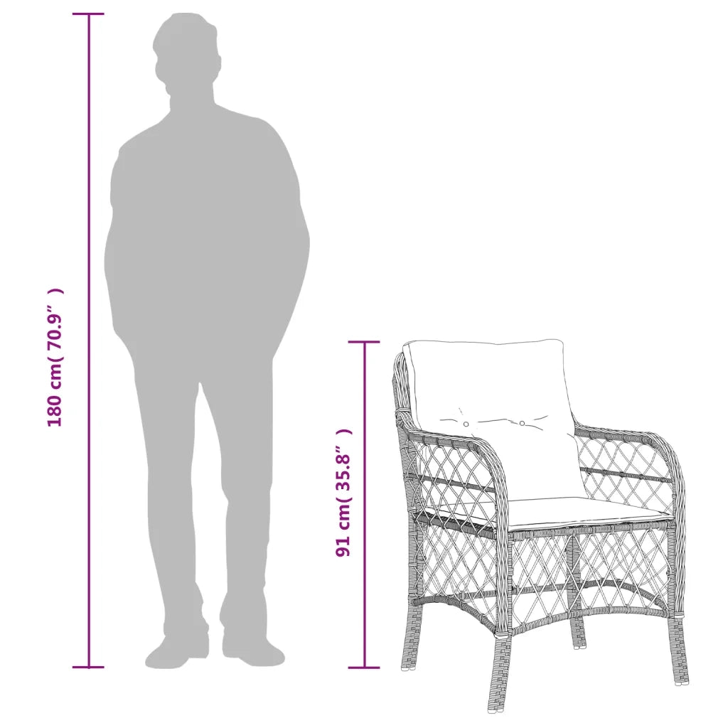 Set da Pranzo da Giardino 7 pz con Cuscini in Polyrattan Grigio 3212033