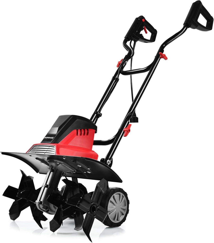 Zappatrice Elettrica Dissodatore Coltivatore per Giardino, Motozappa 230V, Rosso Nero (1500W, 45cm)