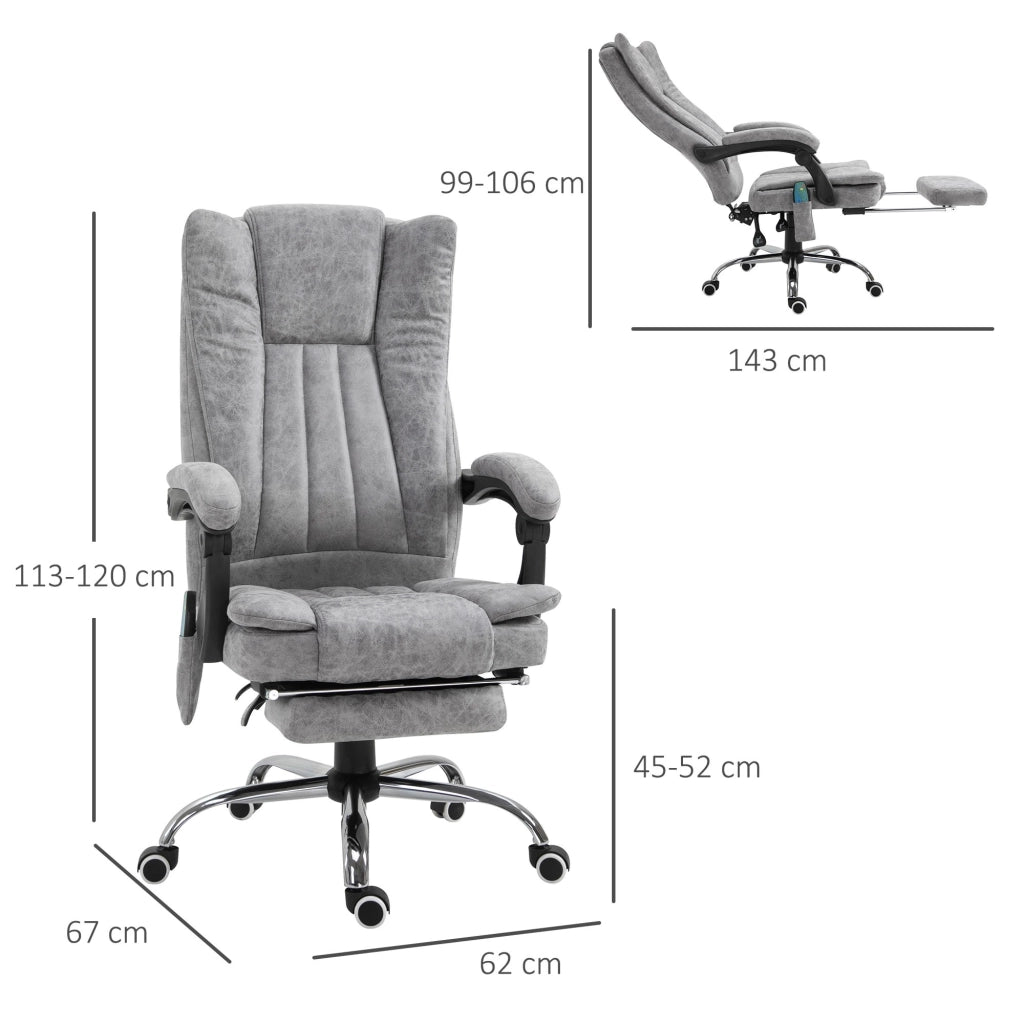 POLTRONA MASSAGGIO E RISCALDAMENTO 62x67x113-120 cm Grigio in microfibra