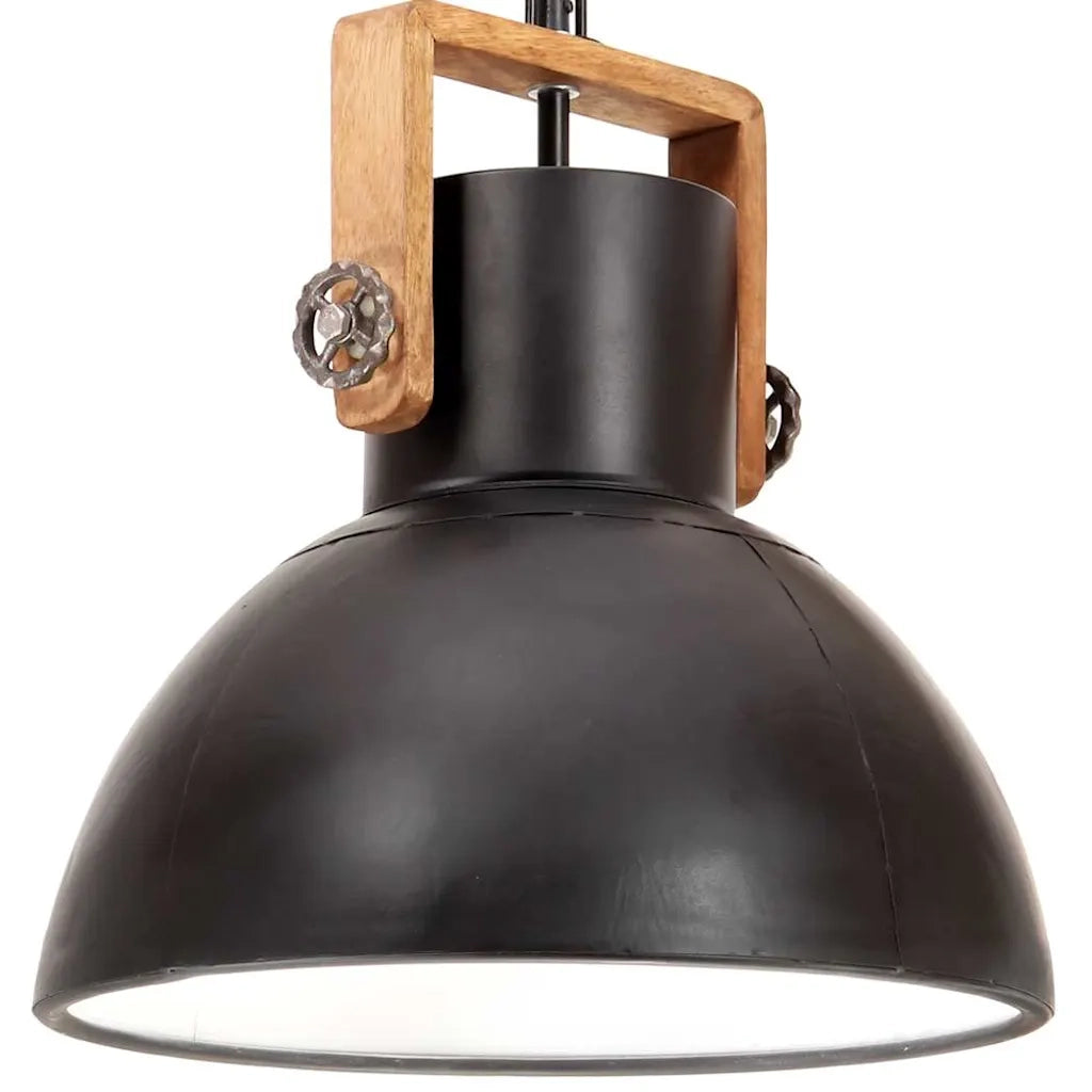 Lampada a Sospensione Industriale 25 W Nera Rotonda 40 cm E27 320535