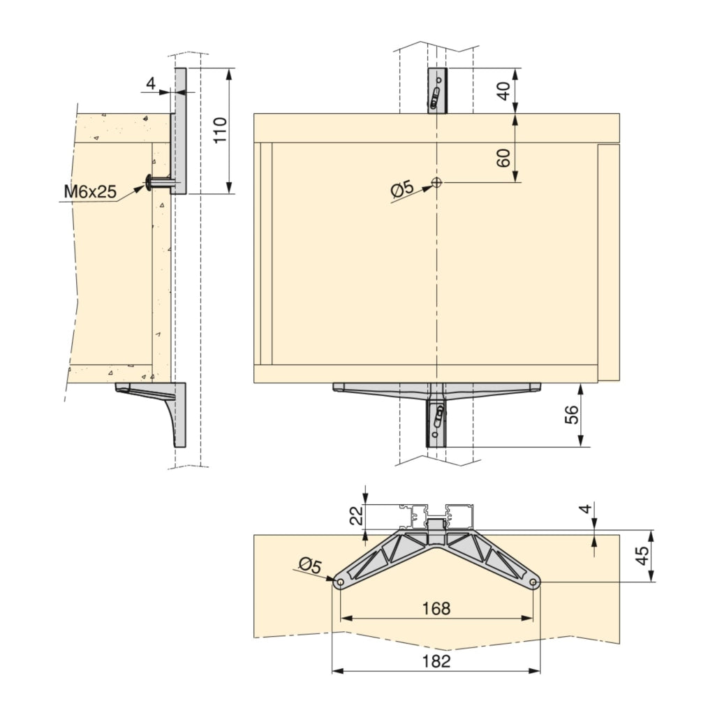 Kit Supporti per Mensole in Legno e Alluminio Emuca Zero Nero