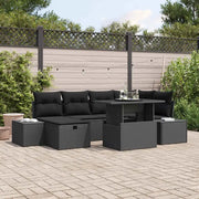 Set Divano da Giardino con cuscino 7 pcs Nero Poly Rattan 3359880