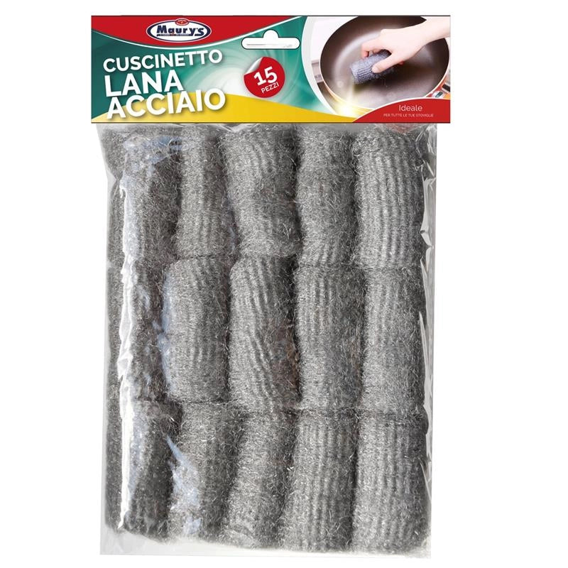 KIT SET 2 PZ MAURY'S CUSCINETTO LANA ACCIAIO IN SET DA 15 PEZZI