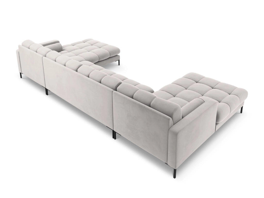 Cosmopolitan Design - Divano panoramico "Bali" 7 posti in velluto argento 