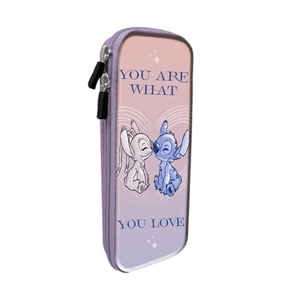 Trade Shop - Astuccio Scolastico Ovale Design 3d Stitch E Angel 23x10cm Portapenne Bambine 959355 -