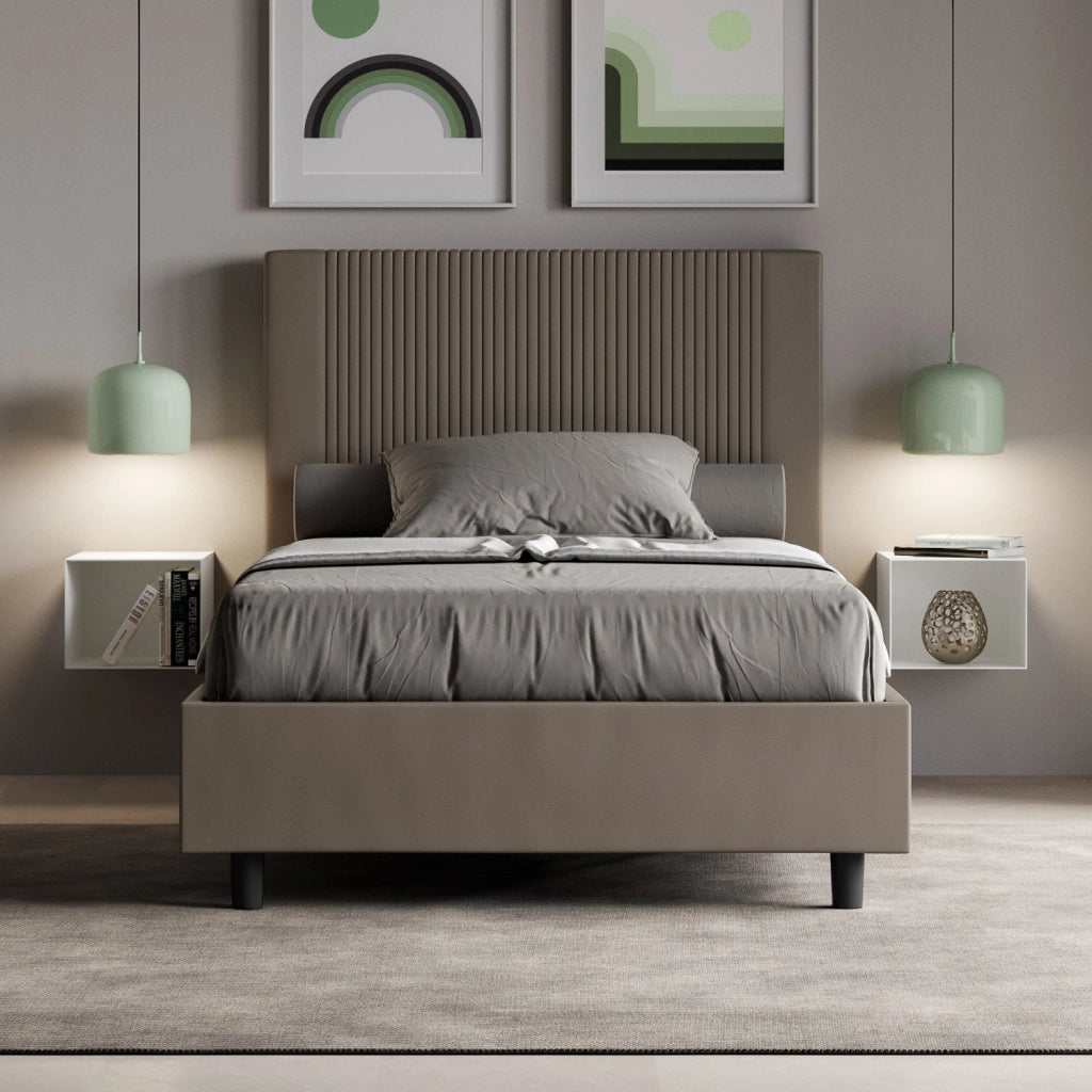 Letto 1 Piazza e Mezzo 130x200 cm con Rete Goya Cappuccino