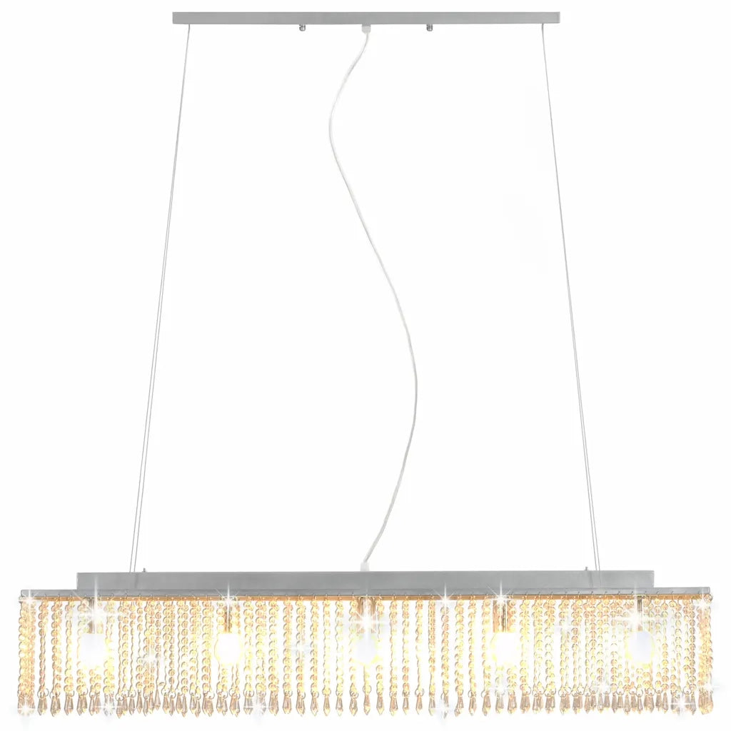 Lampadario con Perle di Cristallo Argento 104 cm E14 50860