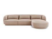 Cosmopolitan Design - Divano angolare destro "Tulum" 4 posti in velluto beige 