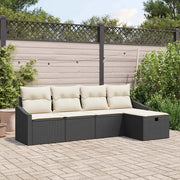 Set di divani con cuscino con archiviazione Nero polyrattan 3359256