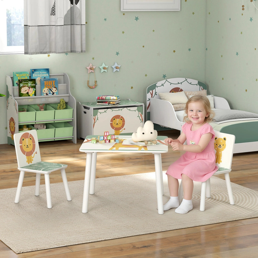 Cameretta per Bambini con Tavolo e 2 Sedie ¨C Minimal ¨C Verde, 3-8 Anni