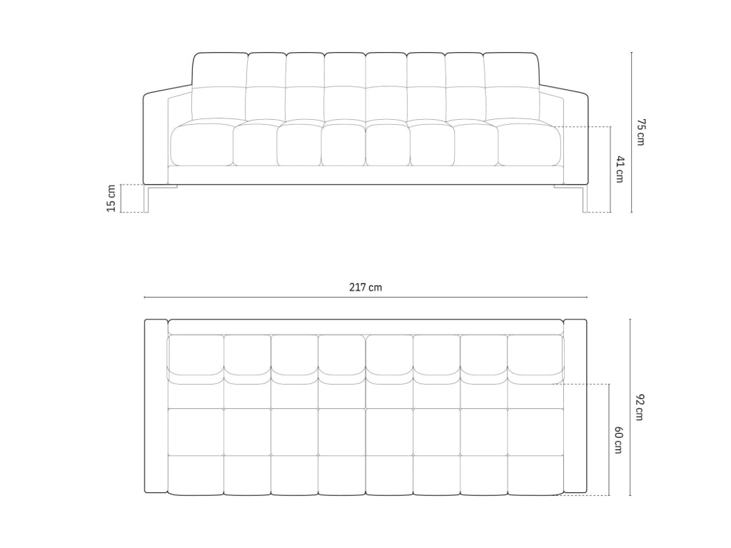 Cosmopolitan Design - Divano "Bali" 4 posti in tessuto strutturato nero 